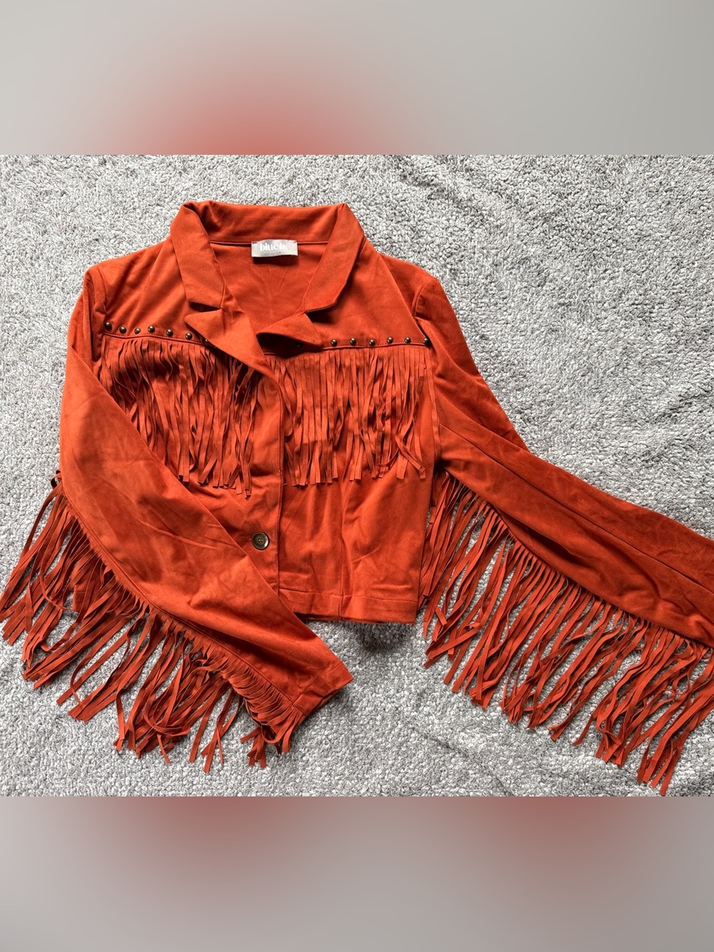Fringe Suede Moto Jacket - Orange